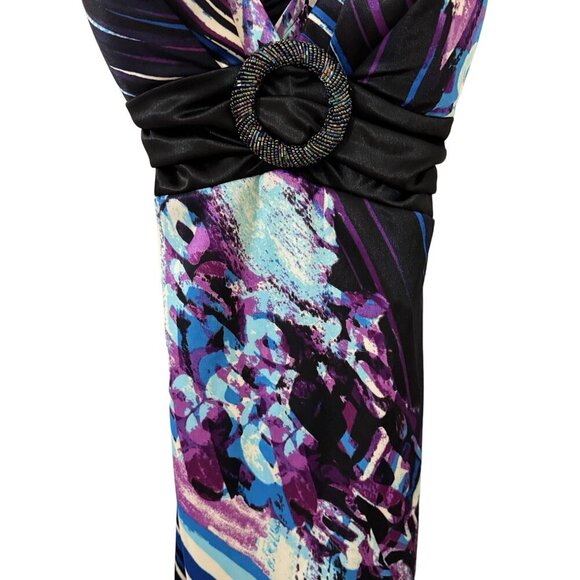 XOXO Womens Multicolor Maxi Dress Formal Gown Purple Black Medium - Picture 8 of 16